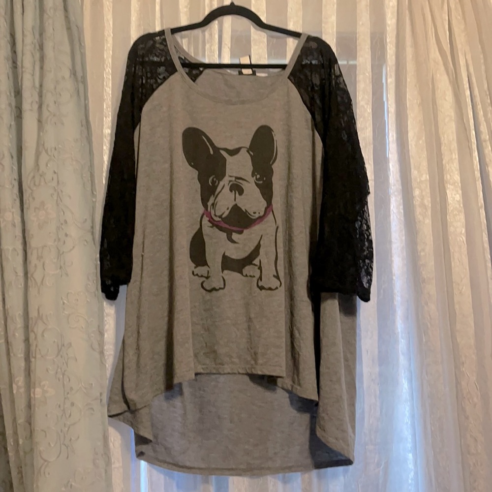 Torrid lace 3/4 raglan sleeve Frenchy dog sleep tunic shirt
